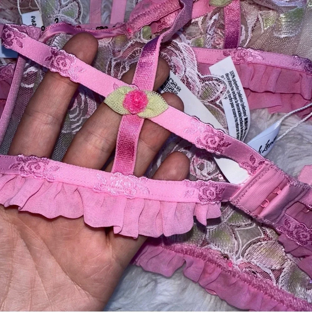 For Love & Lemons • Doreen Sequin Frilly Rose Bralette - Picture 4 of 15